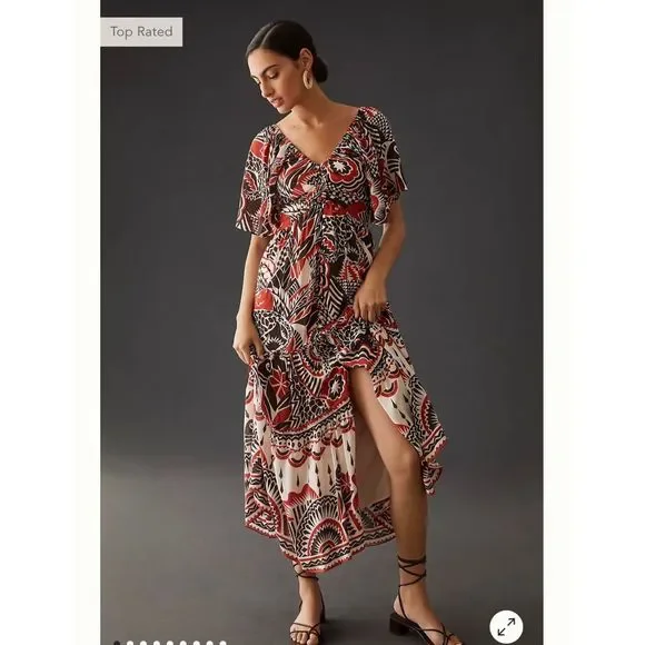 chinese dress ladies By Anthropologie Long-Sleeve Smocked Tiered Maxi Dress  katie + hubbell
